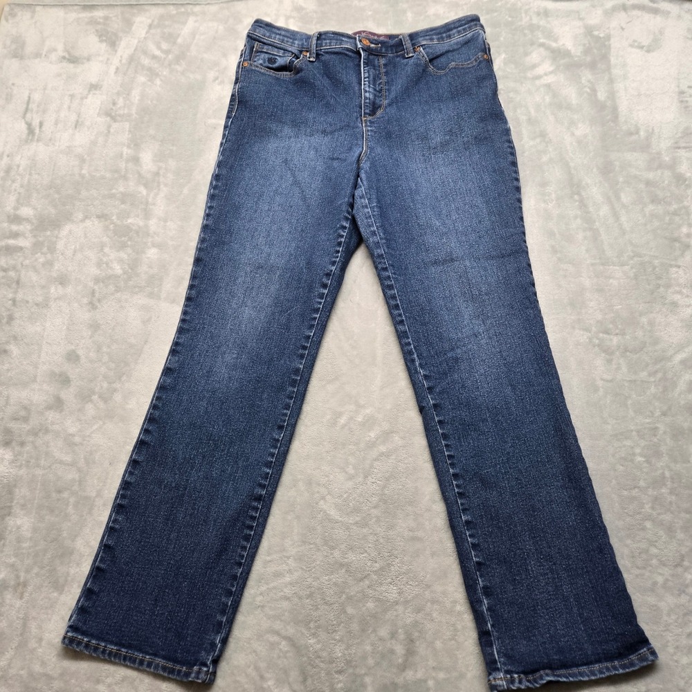 Gloria Vanderbilt Amanda High Rise Tapered Jean Dark Wash Blue Womens 12P Petite
